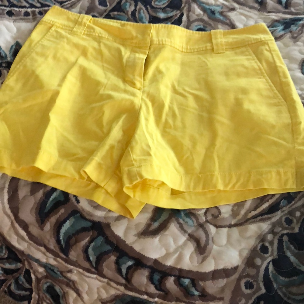 Bright yellow front pocket shorts